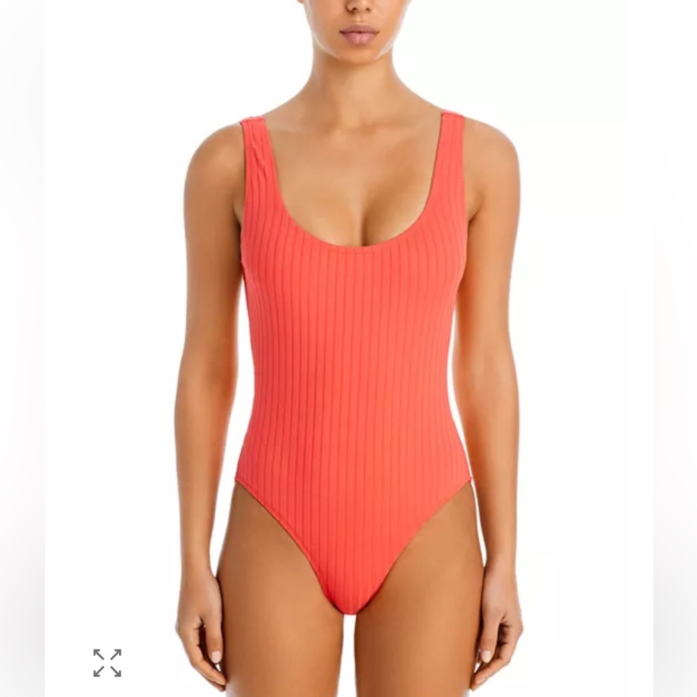 SOLID & STRIPED Coral Ribbed Scoop One-Piece